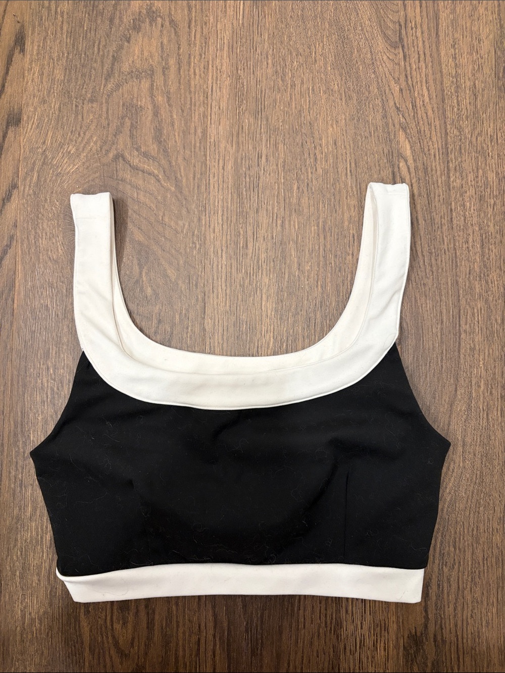 Express Black Crop Tank with White Scoop Trim